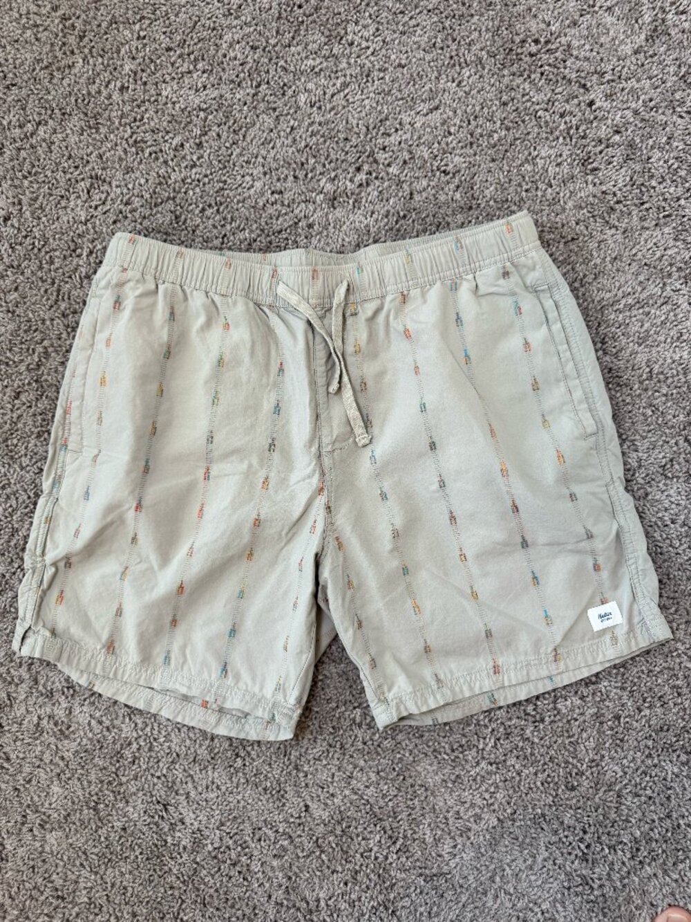 Katin Patterned Drawstring Shorts Men’s Large Tan Multicolor Casual Beach